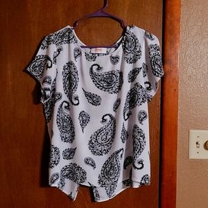 White with Black Paisley top